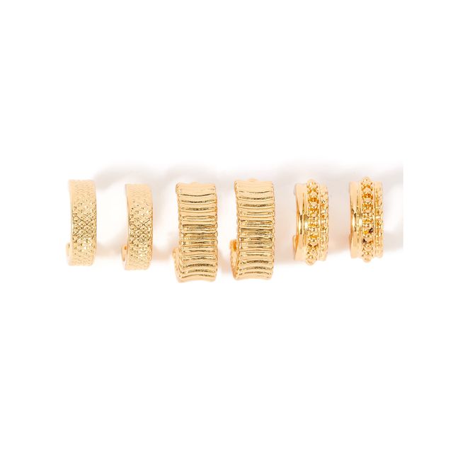 Accessorize London Women's Gold Super Classics Set Of 3 Chunky Detailed Hoops Earring - Gold