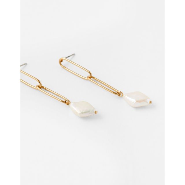 Accessorize London Women's Freshwater Pearl Chain Earring - Gold