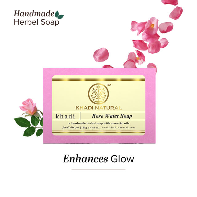 Khadi Natural Rosewater Soap For Gentle Cleansing