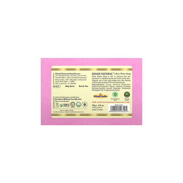 Khadi Natural Rosewater Soap For Gentle Cleansing