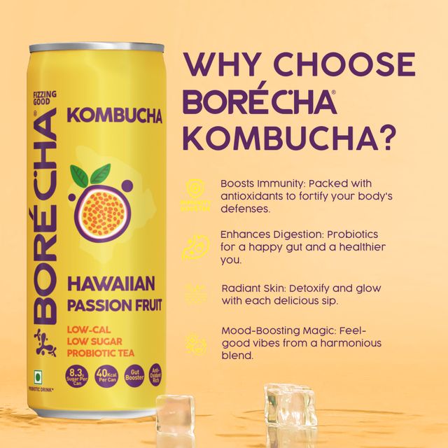 Borecha Hawaiian Passionfruit Probiotic Kombucha