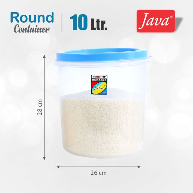 Java 3 Pcs Plastic Round Container (10L, 7L, 5L) - Transparent