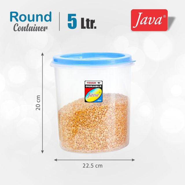 Java 3 Pcs Plastic Round Container (10L, 7L, 5L) - Transparent