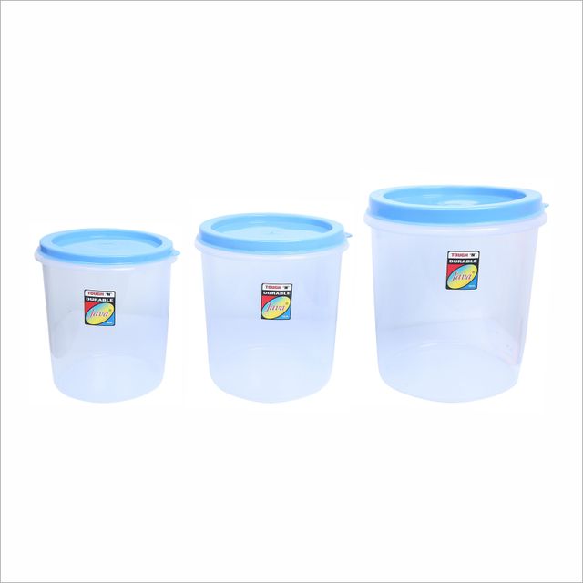 Java 3 Pcs Plastic Round Container (10L, 7L, 5L) - Transparent