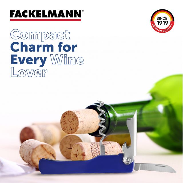Fackelmann Stainless Steel Waiters Corkscrew Bottle Opener and a Serrated Cutter | Strong