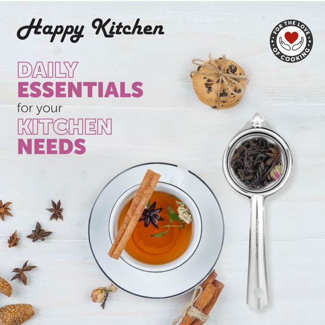 Happy Kitchen Stainless Steel Strainer High-Grade Stainless Steel Mesh, Perfect For Tea and Coffee