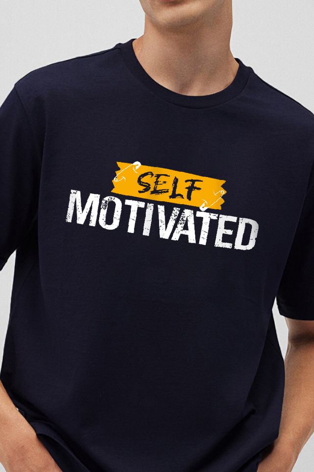 De Tees Men's Half Sleeve T-shirt | MHS-MOTIVATION | Navy - M