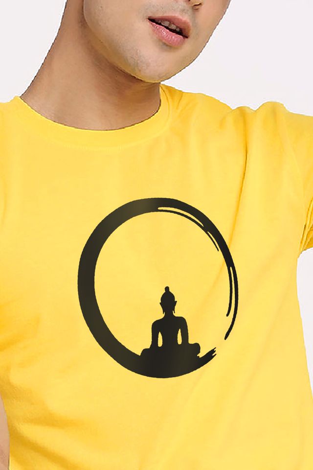 De Tees Men's Half Sleeve T-shirt | MHS-BUDDHA | Mustard - L