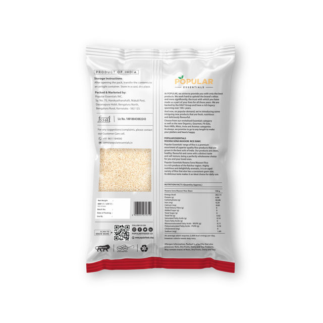 Popular Essentials Rozana Sona Masuri Raw Rice