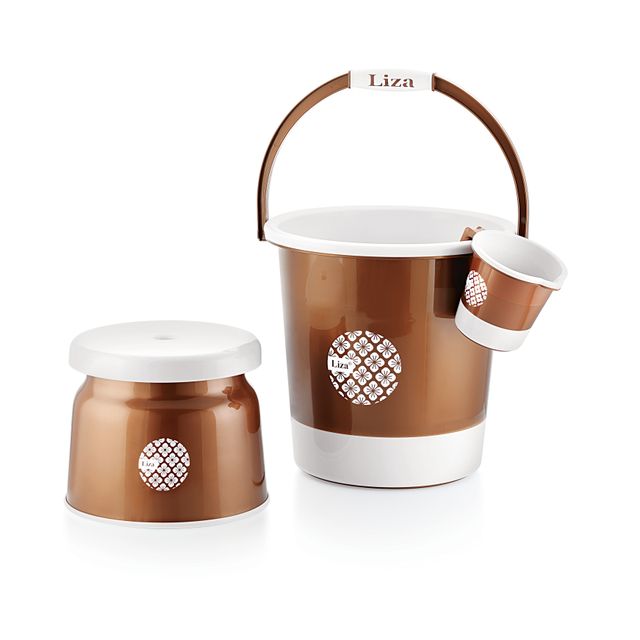 Liza Industries Falcon Bathroom 3 Pcs - 20L Bkt, Sml Patla, 1 L Mug (Colour May Vary)