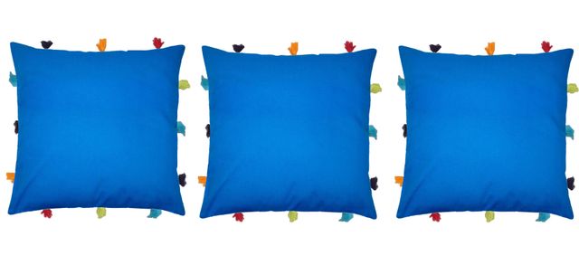 Lushomes Cushion Cover - Blue | 12 x 12 inch | Tassels