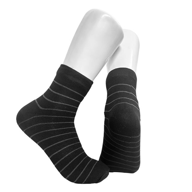 Royal Mart Unisex Striped Cotton Blend Calf Socks | Black - Free Size