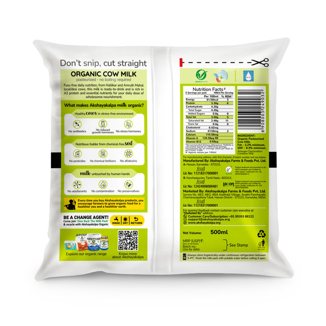Akshayakalpa Amrutha A2 Pasteurized Fresh Milk (Pouch)(1pc) & Banana Elaichi / Yelakki(1pc) Combo