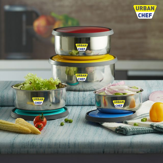 Urban Chef Fresca Stainles 5 Pcs | | 375 Ml + 625 Ml + 1000 Ml + 1375 Ml - Multi Color
