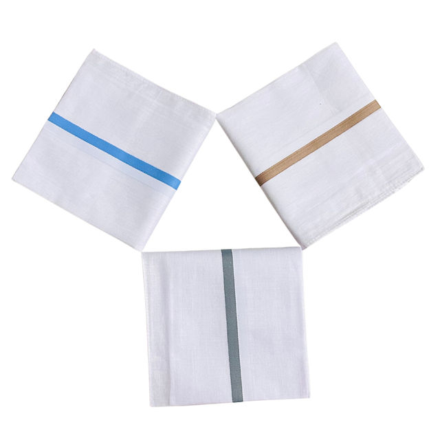 Royal Mart Men's Striped Cotton Handkerchief | White