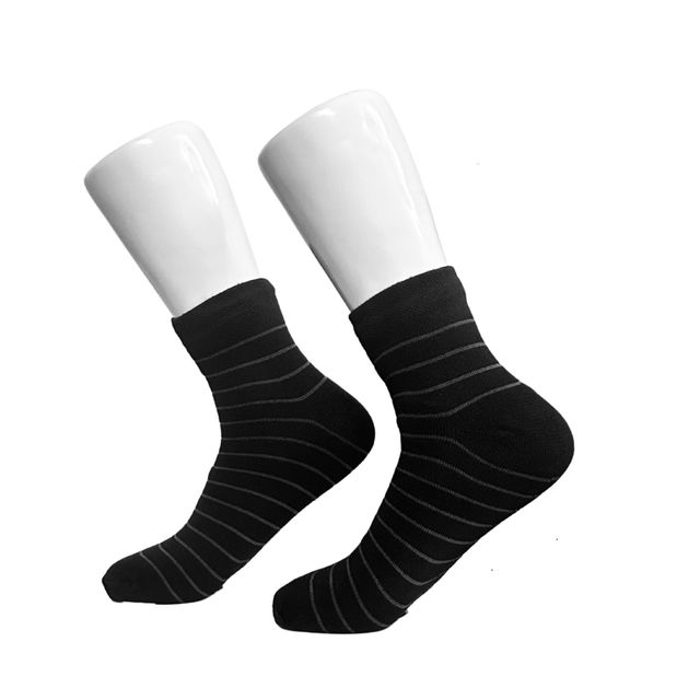 Royal Mart Unisex Striped Cotton Blend Calf Socks | Black - Free Size