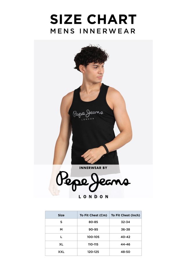 Pepe Jeans Men's Printed Cotton Vest | Black - 2XL