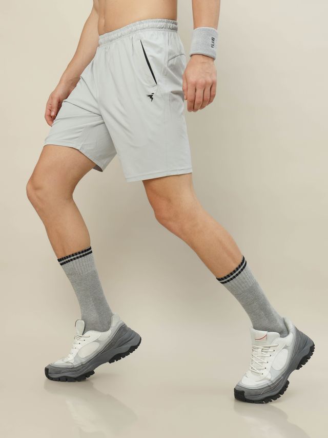 Technosport Men Poly Solid Relax Fit Sports Shorts with TECHNOLITE | Lunar Grey | XXL
