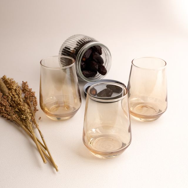 Blackcarrot Water Glass | Set of 6 | 320 ml | Golden | Lead Free