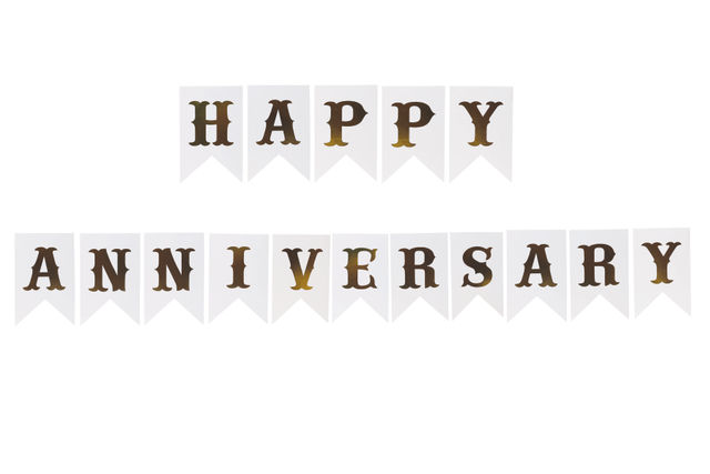 Happy Anniversary Banner - 16 Paper Flags (Colour May Vary)