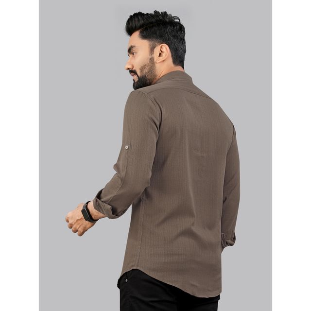 Allan Peter Men's Plain Short Kurta - Brown | XXL