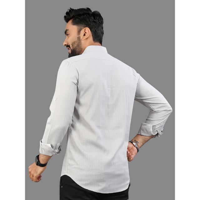 Allan Peter Men's Plain Short Kurta - Grey | L