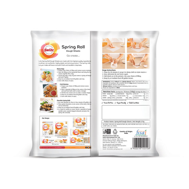 Switz Spring Roll Sheets 6 X 6 - 40 Sheets