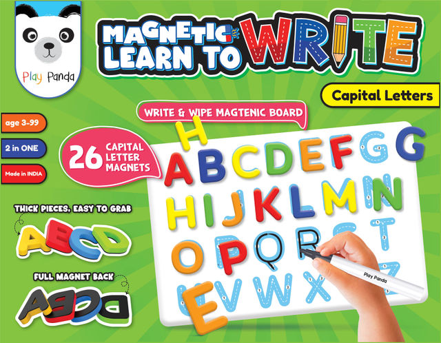 Play Panda Magnetic Learn to Write Capital Letters with Write and Wipe Magnetic Board