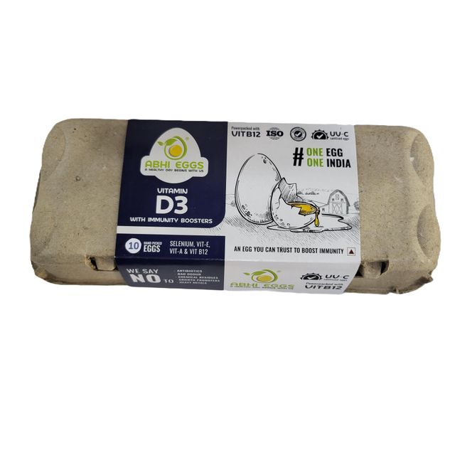 Abhi Eggs Vit D3 White Eggs With Immunity Boosters | Pack Of 10