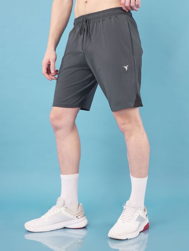 Technosport Men Poly Solid Slim Fit Sports Shorts with ELASTO LITE | Black | L