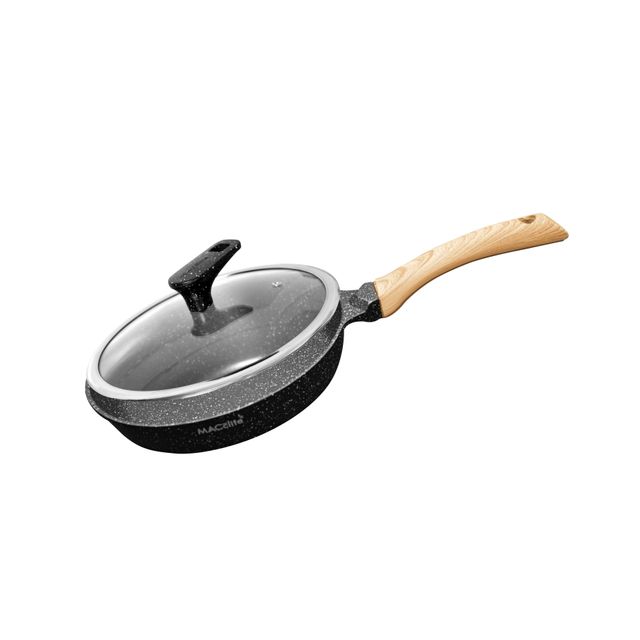 Macclite Non-Stick PDC Granite+ Induction Base Hard Rock Deep Frying Pan 24 cm With Glass lid
