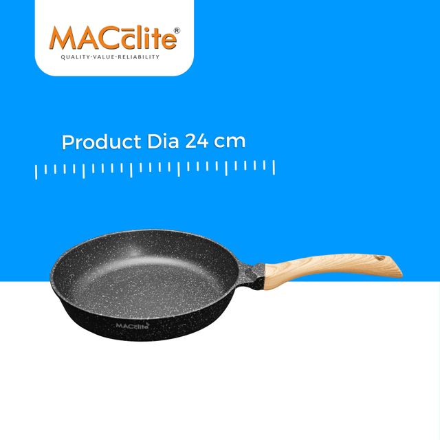 Macclite Non-Stick PDC Granite+ Induction Base Hard Rock Deep Frying Pan 24 cm With Glass lid