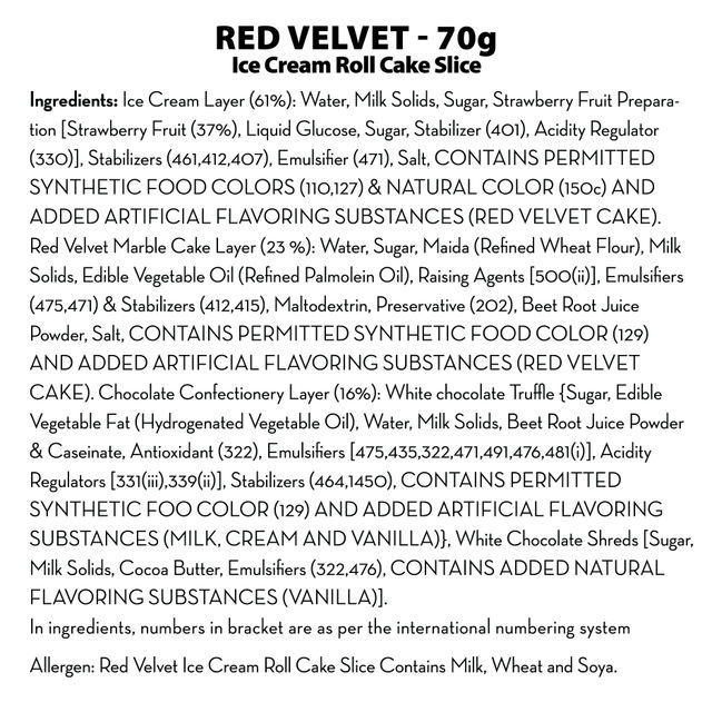 Baskin Robbins Red Velvet Ice Cream Roll Cake Slice 70 g Combo