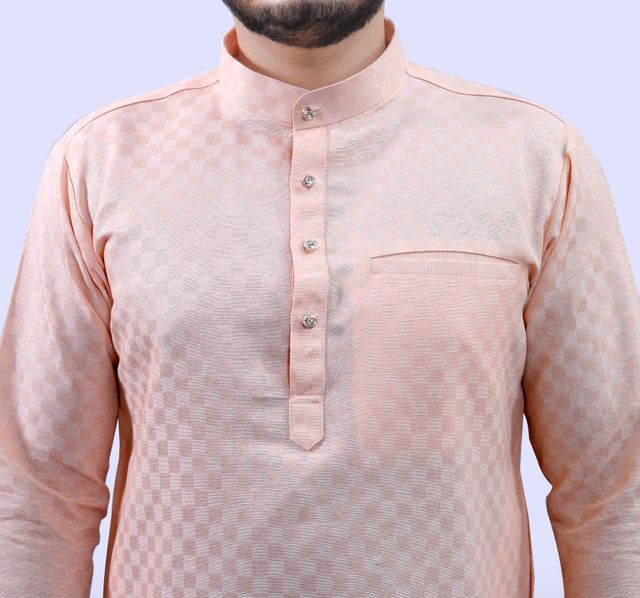 Tibra Collection Men Kurta - Beige | Block Pattern | Cotton Blend | XXL