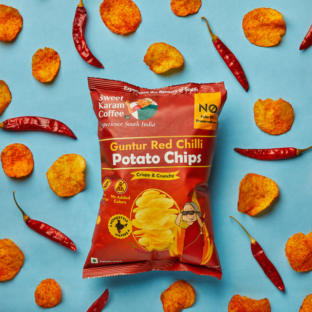 Sweet Karam Coffee Guntur Red Chilli Potato Chips - No Palm Oil