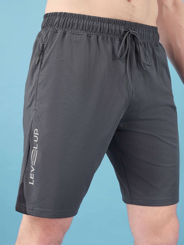 Technosport Men Poly Solid Slim Fit Sports Shorts with ELASTO LITE | Black | L