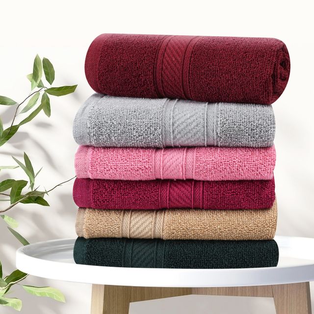 Furnofy 450 Gsm Hand Towels Set Of 6 Soft, Absorbent & Quick Dry Towel - (40x60 Cm, Multicolor)