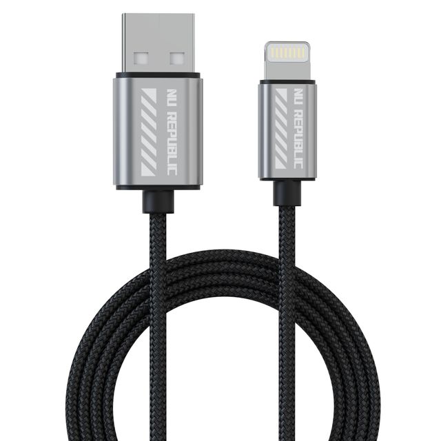 Nu Republic Blaze Flash 20W 1.25M Usb-A To Type-L Fast Charging Data Cable - Grey