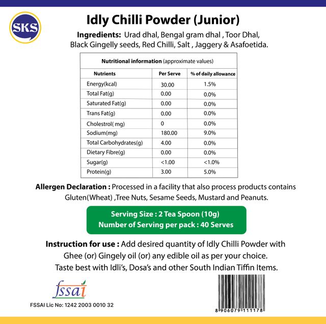 Sri Krishna Sweets Just Mix Idly Chilli Powder