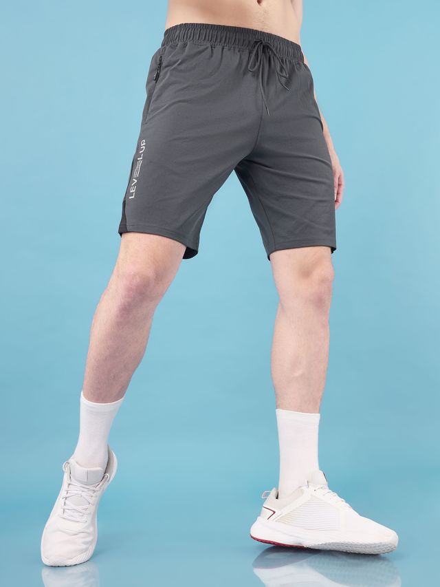 Technosport Men Poly Solid Slim Fit Sports Shorts with ELASTO LITE | Black | L