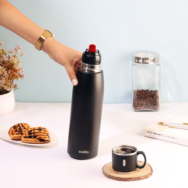 Cello Duro Cup Style Thermosteel Flask, 1000ml, Assorted