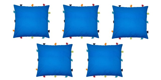 Lushomes Cushion Cover - Blue | 12 x 12 inch | Tassels