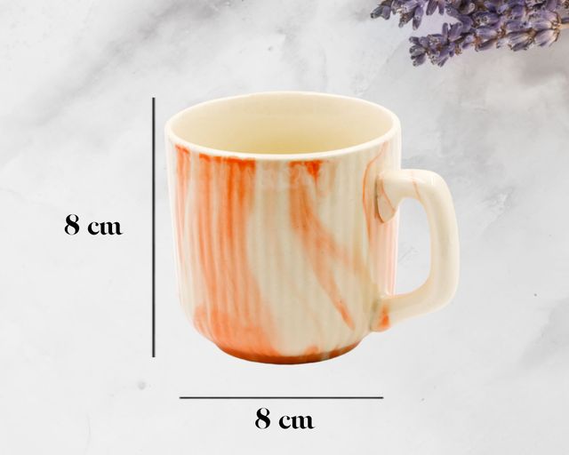 BAY6 Stoneware Italian Milk & Coffee Mug - White & Orange - 250 ML