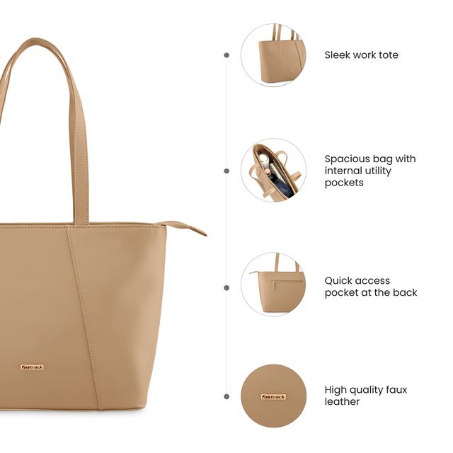 Fastrack Women's Structured Tote Bag | Beige