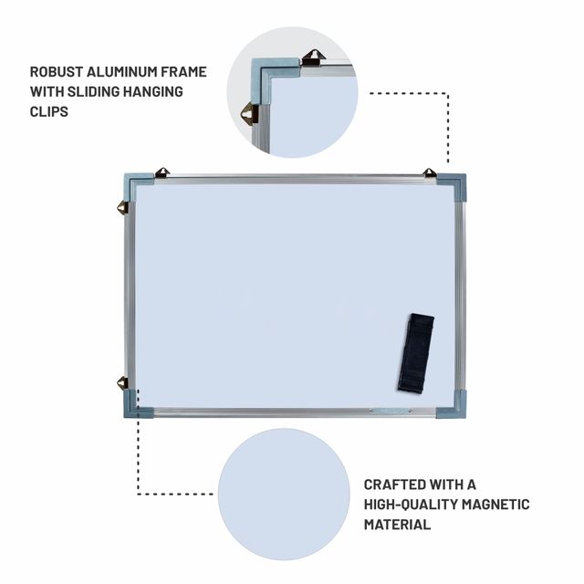 Abk Non Magnetic Double Sided White Board And Chalk Board 2Ft x 1.5Ft With 1 Eraser, 2 Markers