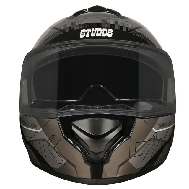 Studds Drifter Rebellion ISI-DOT Certified Full Face Helmet | Dual Visor & Spoiler |Black Grey - XL
