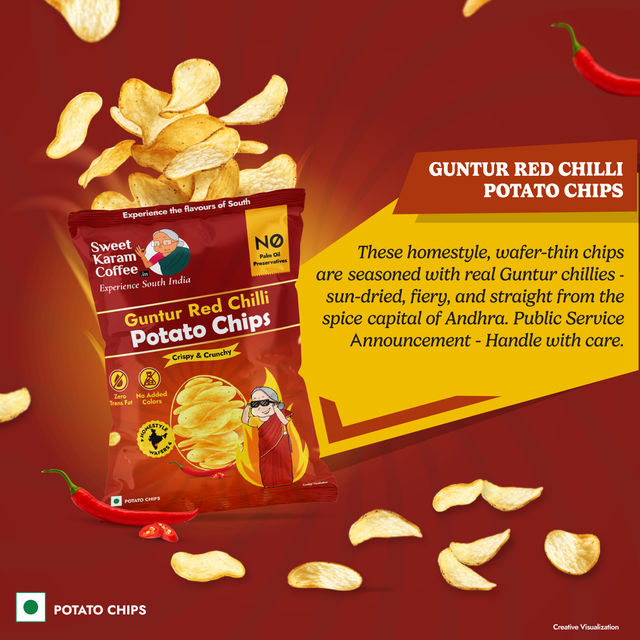 Sweet Karam Coffee Guntur Red Chilli Potato Chips - No Palm Oil