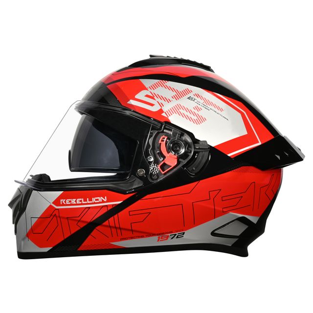 Studds Drifter Rebellion ISI-DOT Certified Full Face Helmet | Dual Visor & Spoiler |Black Red - L