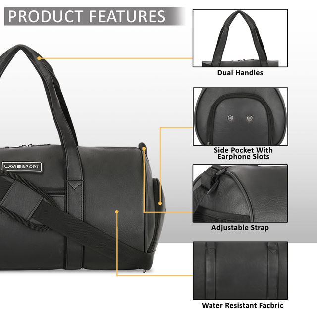 Buy Lavie Sport Unisex Solid Fabric 27 L Gym Bag | Black Online