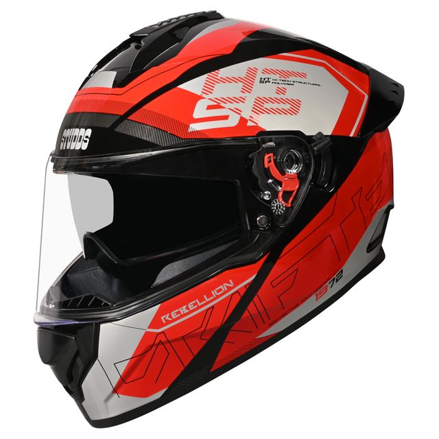 Studds Drifter Rebellion ISI-DOT Certified Full Face Helmet | Dual Visor & Spoiler |Black Red - L
